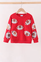 Red football sequin mom&me top