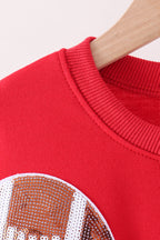 Red football sequin mom&me top