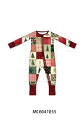 Maroon Checkered Tree Bamboo Romper