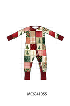 Maroon Checkered Tree Bamboo Romper