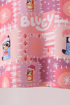 Purple christmas bluey bamboo ruffle pajama set