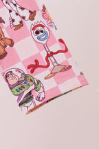 Pink character checkered bamboo ruffle dress