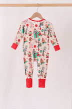 Red christmas toy story ruffle bamboo romper