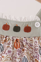 Pumpkin Embroidery Ruffle Bubble