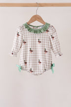 Green Duck Ruffle Gingham Bubble