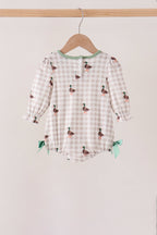 Green Duck Ruffle Gingham Bubble