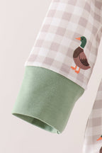 Green Duck Embroidery Gingham Bubble