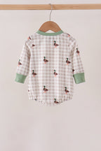 Green Duck Embroidery Gingham Bubble