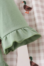 Green Duck guack guack Embroidery Ruffle Pants Set