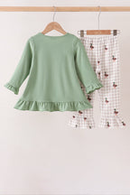 Green Duck guack guack Embroidery Ruffle Pants Set