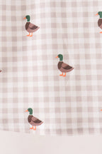 Green Duck Embroidery Gingham Dress