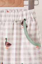 Green Duck uack guack Embroidery Gingham Pants set
