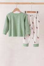 Green Duck uack guack Embroidery Gingham Pants set