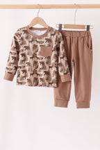 Brown camouflage pocket jogger set