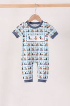 Blue mallard duck embroidery romper