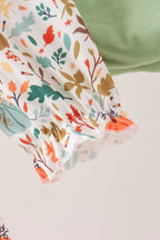 Fall pumpkin embroidery leaves bloomer set