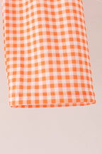 Sage pumpkin embroidery gingham pants set