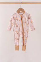 Khaki western boots bamboo zipper romper