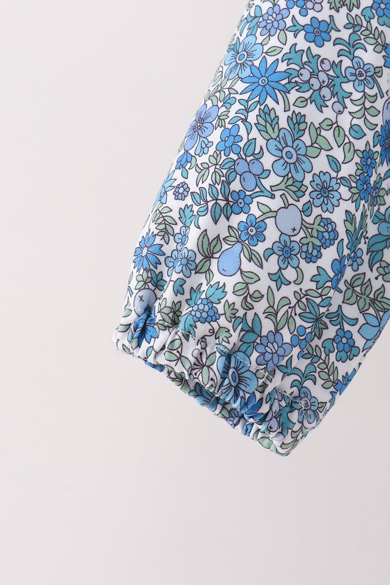Teal floral print mom&me skorts set