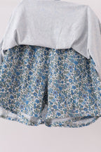 Teal floral print mom&me skorts set