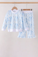 Blue floral print mom&me pants set
