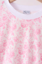 Pink floral print mom&me pants set