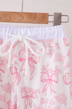 Pink bow floral print mom&me pants set