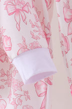 Pink bow floral print mom&me pants set