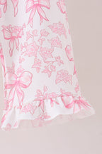 Pink bow floral print mom&me pants set