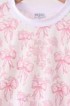 Pink bow floral print mom&me pants set