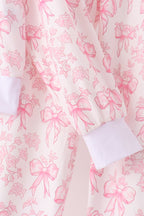 Pink bow floral print mom&me pants set