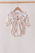 Khaki farm checkered ruffle bubble