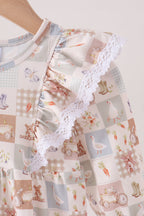 Khaki farm checkered ruffle bubble