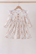 Khaki farm checkered ruffle dress