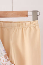 Khaki farm checkered ruffle pants set