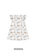 Brown zoo animal ruffle dress