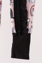 Pink Spooky embroidery bamboo ruffle romper
