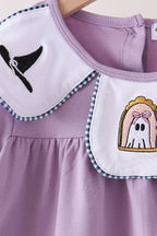 Purple spooky embroidery pants set