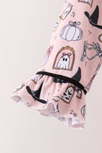 Pink Spooky print bamboo pajama set