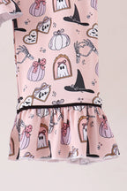 Pink Spooky print bamboo pajama set