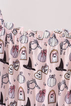 Pink Spooky print ruffle tiered mom dress