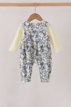 Vintage Floral Smocked Ruffle Romper Set