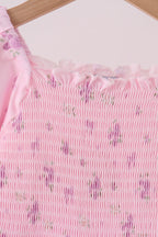 Pink Floral Bow Smocked Jumpsuit