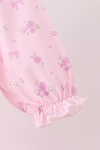 Pink Floral Bow Smocked Jumpsuit