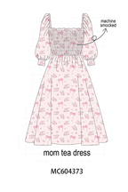 Pink Floral Bow Smocked mom dress