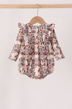 Khaki camoufalge cross deer embroidery ruffle bubble