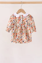Coral floral smocked bubble