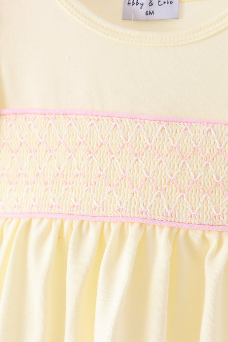 Cream smocked bow bloomer set