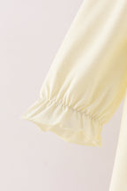 Cream smocked bow pants set