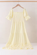 Cream smocked mom tiered dress